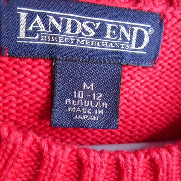 Vintage Lands End Red Raspberry crew neck Sweater 100% cotton Size M 10 - 12 - Picture 2 of 4